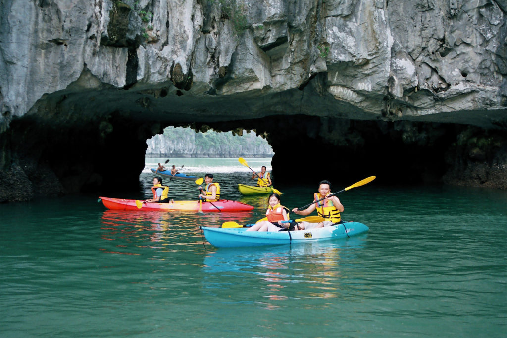 Kayaking at Dark and Bright Caves in Lan Ha Bay